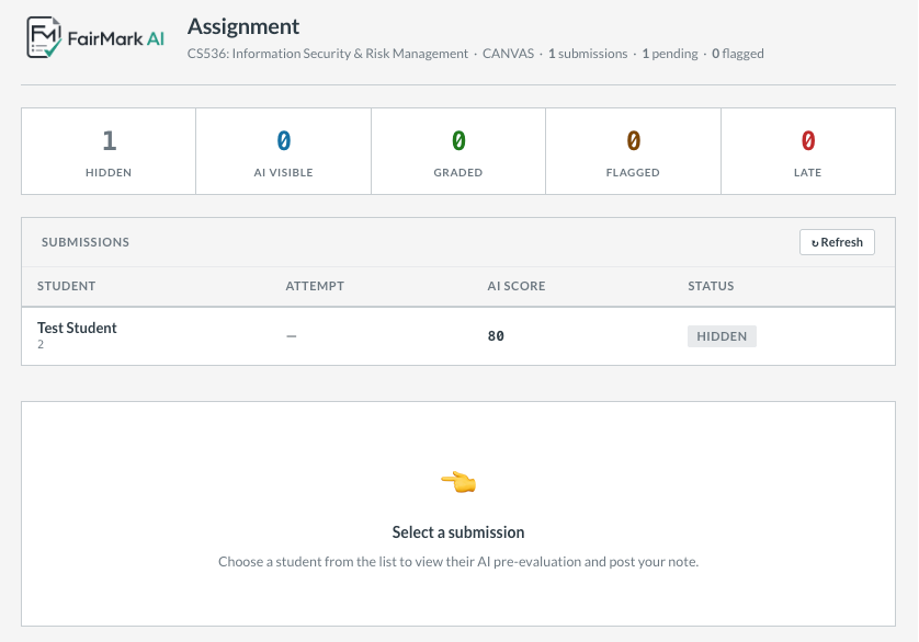 FairMark instructor dashboard